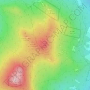 Burgsteinの地形図、標高、地勢
