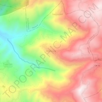 Immoulaの地形図、標高、地勢