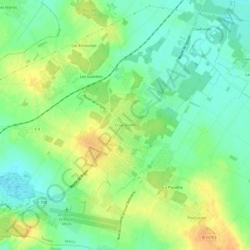 Croix Vieilleの地形図、標高、地勢