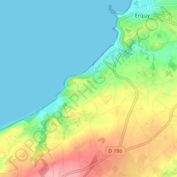 Caroualの地形図、標高、地勢