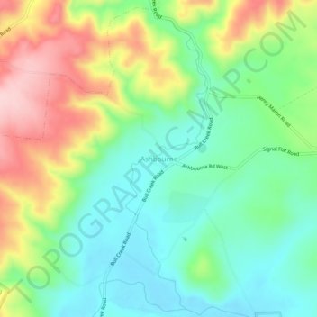 Ashbourneの地形図、標高、地勢