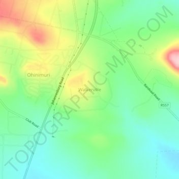 Walkervilleの地形図、標高、地勢
