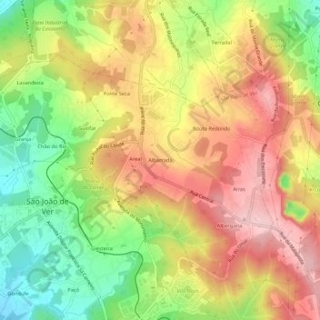 Albarradaの地形図、標高、地勢