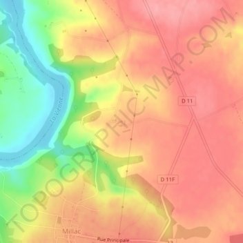 Chalaisの地形図、標高、地勢