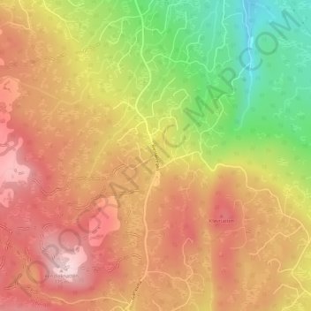 Blestølenの地形図、標高、地勢
