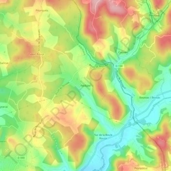 Recluzelの地形図、標高、地勢