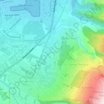Saint-Laurentの地形図、標高、地勢