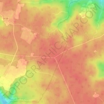 Gréouの地形図、標高、地勢