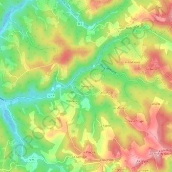 Ventajolの地形図、標高、地勢