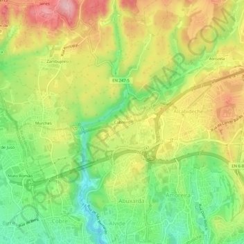 Cabreiroの地形図、標高、地勢