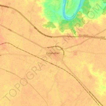 Fatehabadの地形図、標高、地勢