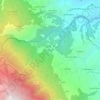 Gabbianoの地形図、標高、地勢