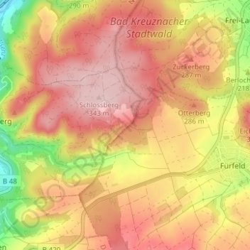 Steigerhofの地形図、標高、地勢