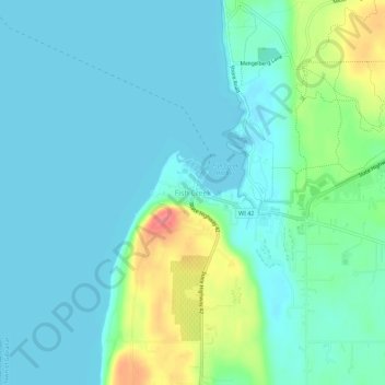 Fish Creekの地形図、標高、地勢