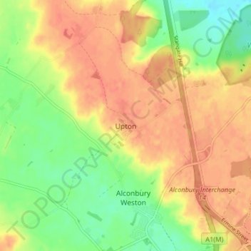 Uptonの地形図、標高、地勢