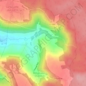 Le Mont Pinsonの地形図、標高、地勢