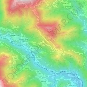 Gisolaの地形図、標高、地勢