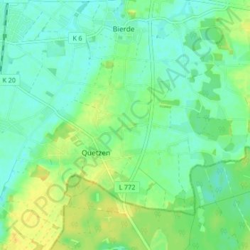 Heueの地形図、標高、地勢