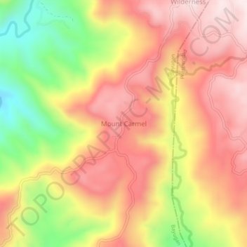 Mount Carmelの地形図、標高、地勢