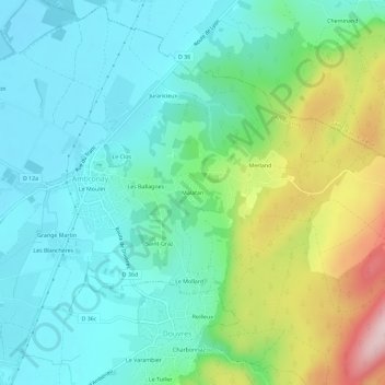 Malafanの地形図、標高、地勢