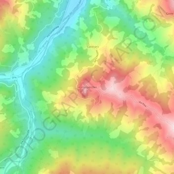 Montespecchioの地形図、標高、地勢