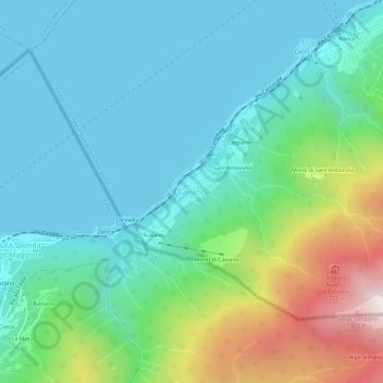 Cavianoの地形図、標高、地勢