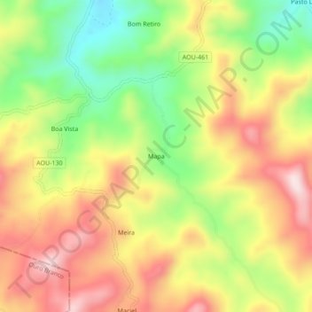 Mapaの地形図、標高、地勢