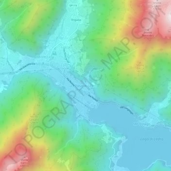 Pieve di Ledroの地形図、標高、地勢