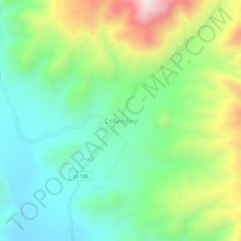 Collambayの地形図、標高、地勢