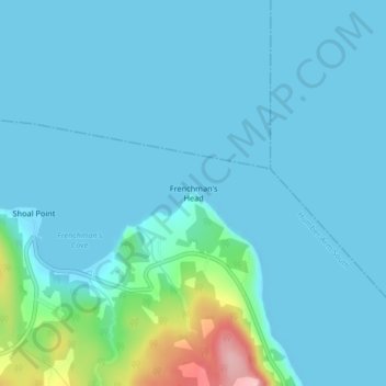 Frenchman's Headの地形図、標高、地勢