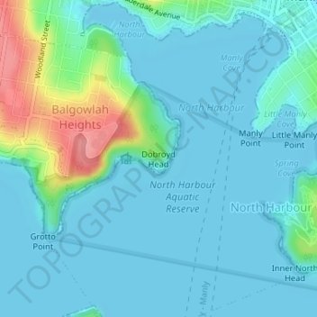 Dobroyd Headの地形図、標高、地勢