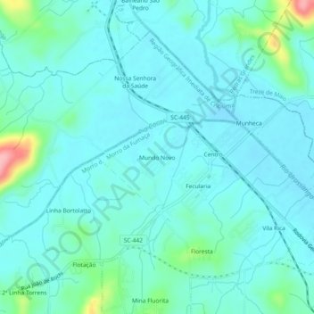 Mundo Novoの地形図、標高、地勢