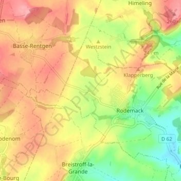 Esingの地形図、標高、地勢