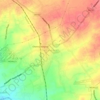 Chettipalayamの地形図、標高、地勢