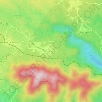 Chavarrilloの地形図、標高、地勢