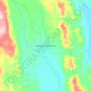 Damián Carmonaの地形図、標高、地勢