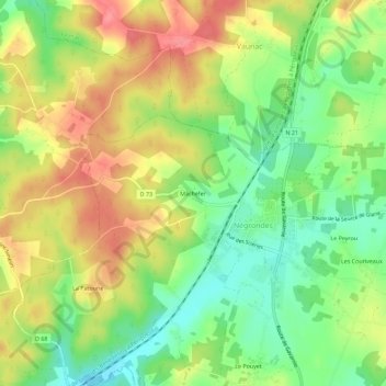 Mâcheferの地形図、標高、地勢