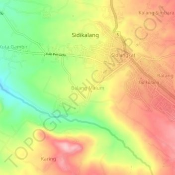 Belang Malumの地形図、標高、地勢