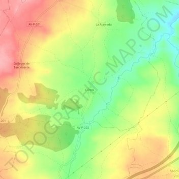 Cortosの地形図、標高、地勢