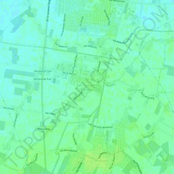 San Giacomo Roncoleの地形図、標高、地勢
