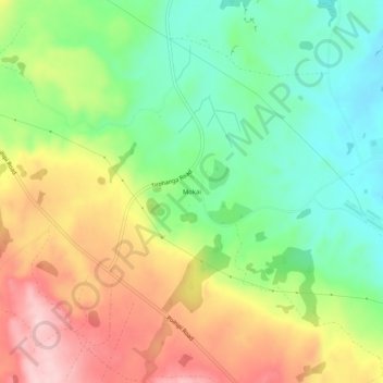 Mokaiの地形図、標高、地勢