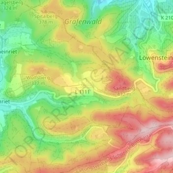Vorhofの地形図、標高、地勢
