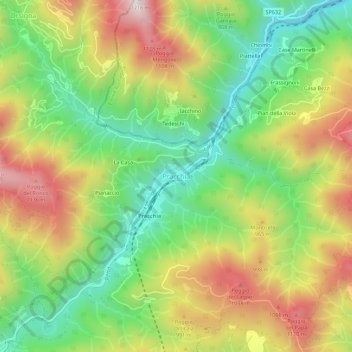 Pracchiaの地形図、標高、地勢