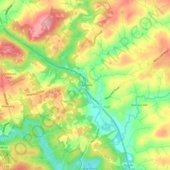 Graystoneの地形図、標高、地勢