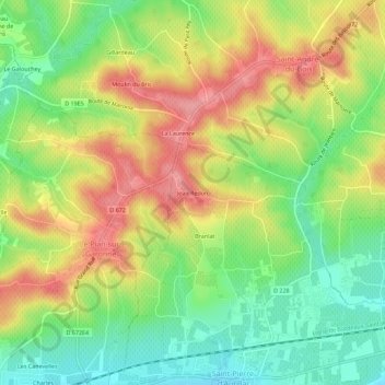 Jean Redonの地形図、標高、地勢