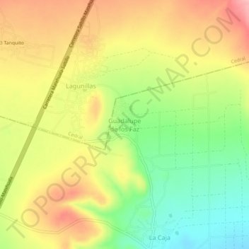 Guadalupe de los Fazの地形図、標高、地勢