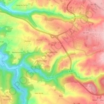 Gonçalvinhosの地形図、標高、地勢