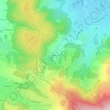 Chalgoutteの地形図、標高、地勢