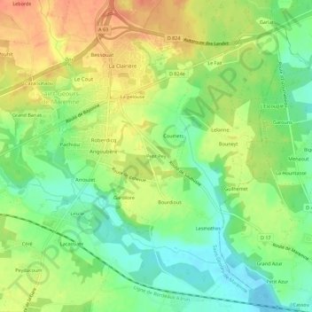 Petit Peyの地形図、標高、地勢