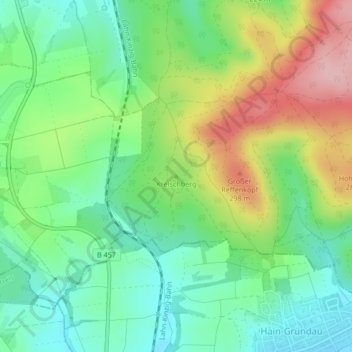 Kreischbergの地形図、標高、地勢